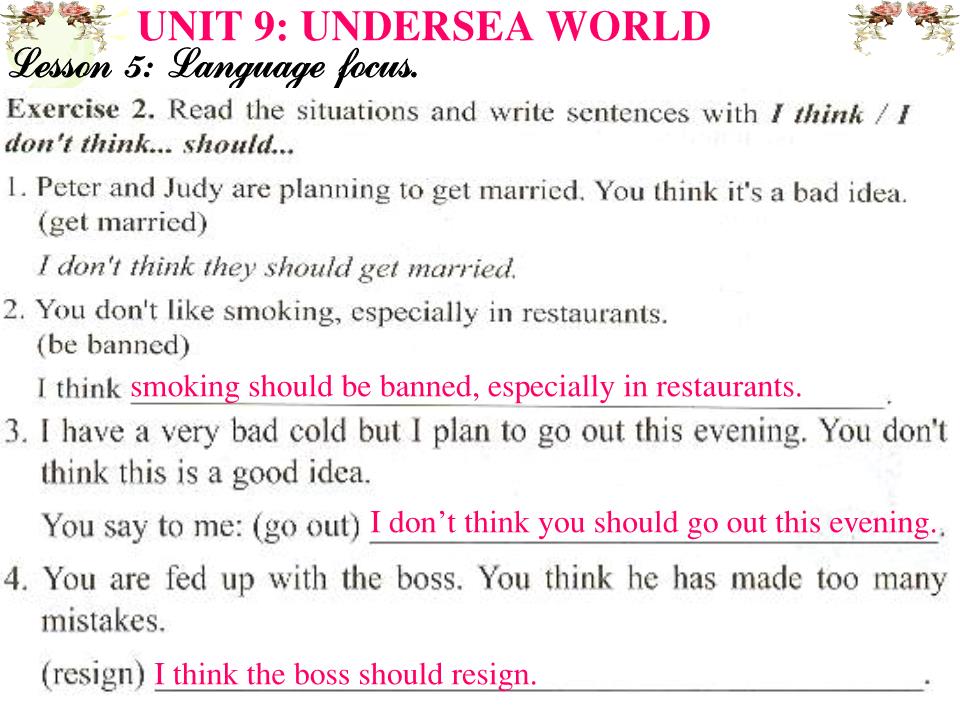 Bài giảng Tiếng Anh Lớp 10 - Unit 9: Undersea world - Lesson E: Langugage focus trang 7