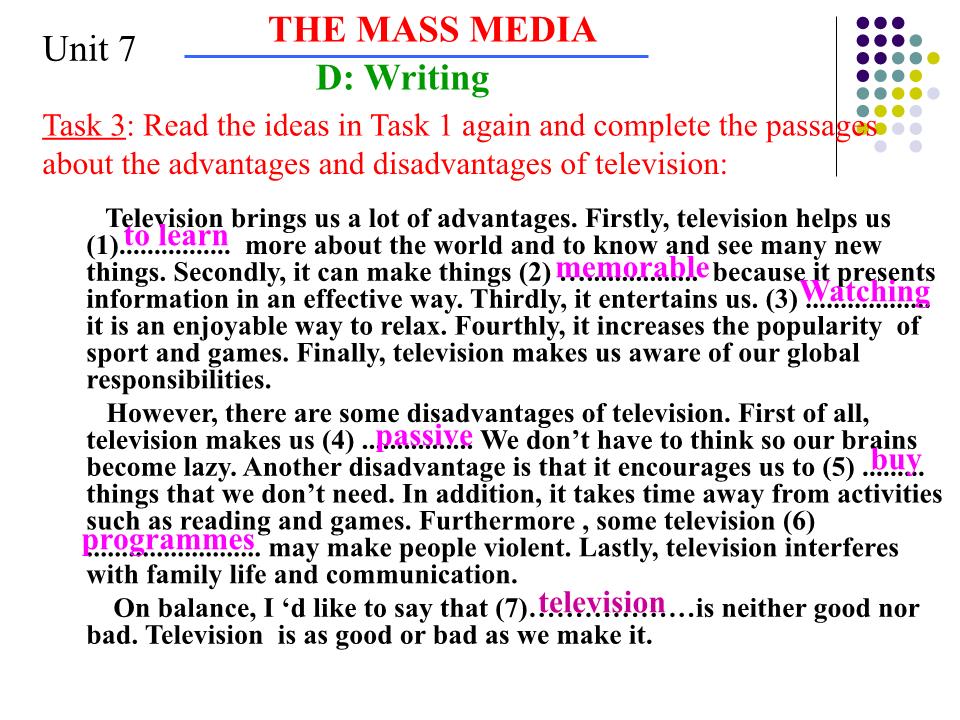 Bài giảng Tiếng Anh Lớp 10 - Unit 7: The mass media - Part D: Writing trang 8