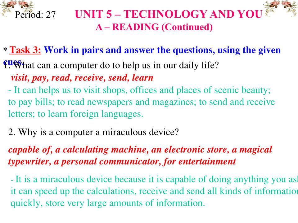 Bài giảng Tiếng Anh Lớp 10 - Unit 5: Technology and you - Part A: Reading trang 8