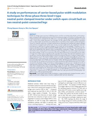 A study on performances of carrier-based pulse-width modulation techniques for three-phase three-level t-type neutral-point-clamped inverter under switch-open-circuit fault on two neutral-point-connected legs