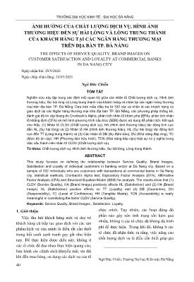 Ảnh hưởng của chất lượng dịch vụ, hình ảnh thương hiệu đến sự hài lòng và lòng trung thành của khách hàng tại các ngân hàng thương mại trên địa bàn thành phố Đà Nẵng