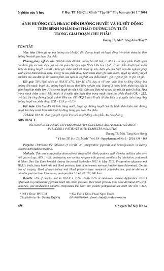 Ảnh hưởng của HbA1C đến đường huyết và huyết động trên bệnh nhân đái tháo đường lớn tuổi trong giai đoạn chu phẫu