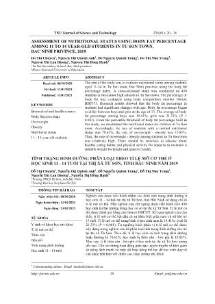 Assessment of nutritional status using body fat percentage among 11 to 14 year-old students in Tu Son town, Bac Ninh privince, 2019