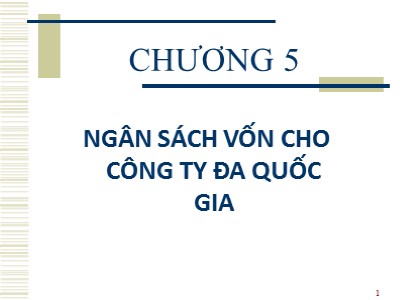 Bài giảng Đầu tư quốc tế - Chương 5: Ngân sách vốn cho công ty đa quốc gia - Huỳnh Thị Thúy Giang