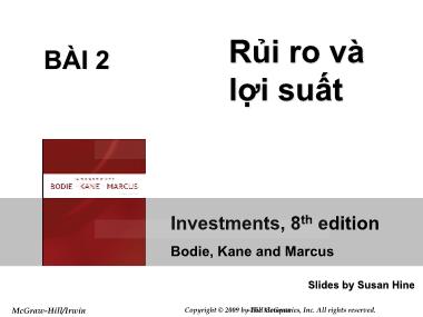 Bài giảng Đầu tư tài chính - Chương 2: Rủi ro và lợi suất - Trần Thị Thái Hà