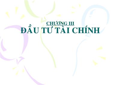 Bài giảng Đầu tư tài chính