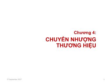 Bài giảng Định giá và chuyển nhượng thương hiệu - Chương 4: Chuyển nhượng thương hiệu