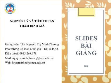 Bài giảng Nguyên lý và tiêu chuẩn thẩm định giá