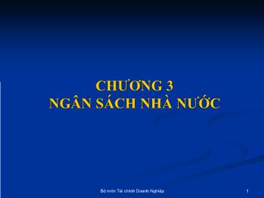 Bài giảng Nhập môn tài chính tiền tệ - Chương 3: Ngân sách nhà nước