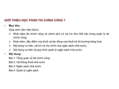 Bài giảng Phân tích báo cáo tài chính - Bài 1: Tổng quan về tài chính - Phạm Xuân Hòa