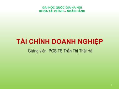 Bài giảng Tài chính doanh nghiệp - Chương 1: Giới thiệu tài chính doanh nghiệp