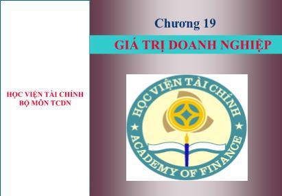 Bài giảng Tài chính doanh nghiệp - Chương 19: Giá trị doanh nghiệp