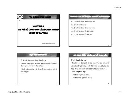Bài giảng Tài chính doanh nghiệp - Chương 4: Chi phí sử dụng vốn của doang nghiệp - Bùi Ngọc Mai Phương