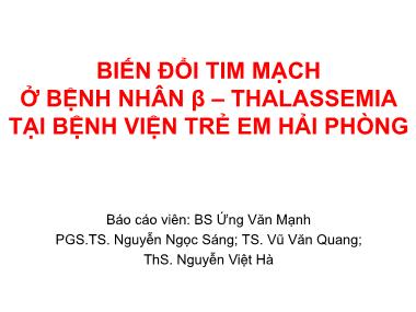 Biến đổi tim mạch ở bệnh nhân β – thalassemia tại bệnh viện trẻ em Hải Phòng