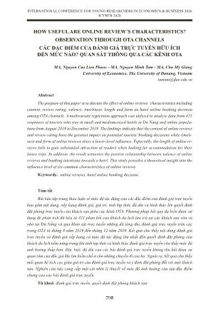 Các đặc điểm của đánh giá trực tuyến hữu ích đến mức nào? Auan sát thông qua các kênh OTA