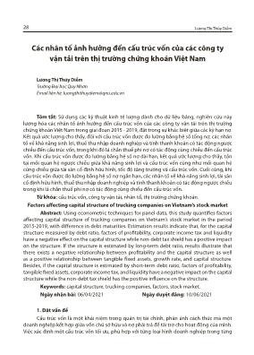 Các nhân tố ảnh hưởng đến cấu trúc vốn của các công ty vận tải trên thị trường chứng khoán Việt Nam