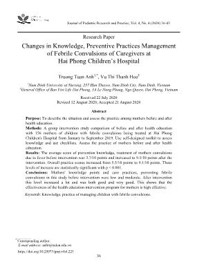 Changes in knowledge, preventive practices management of febrile convulsions of caregivers at Hai Phong children’s hospital