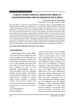 Clinical characteristics, endoscopic image of gastroesophageal reflux disease in the elderly