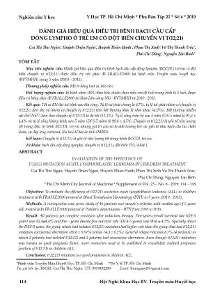 Đánh giá hiệu quả điều trị bệnh bạch cầu cấp dòng Lympho ở trẻ em có đột biến chuyển vị T(12;21)