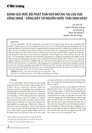 Đánh giá mức độ phát thải khí metan tại lưu vực sông Nhuệ - sông Đáy từ nguồn nước thải sinh hoạt
