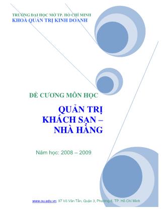 Đề cương Quản trị khách sạn, nhà hành