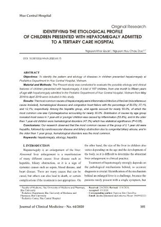 Dentifying the etiological profile of children presented with hepatomegaly admitted to a tertiary care hospital