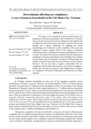 Determinants affecting tax compliance: A case of business households in Ho Chi Minh City, Vietnam