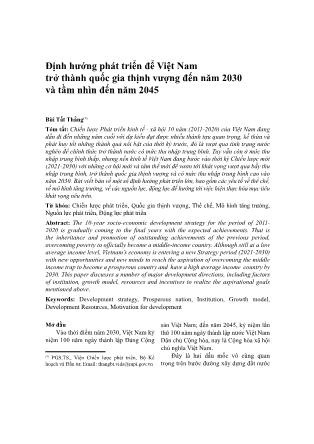 Định hướng phát triển để Việt Nam trở thành quốc gia thịnh vượng đến năm 2030 và tầm nhìn đến năm 2045