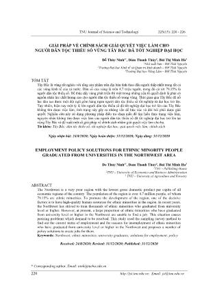 Giải pháp về chính sách giải quyết việc làm cho người dân tộc thiểu số vùng Tây Bắc đã tốt nghiệp Đại học