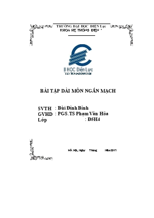 Giáo trình Bài tập dài môn ngắn mạch