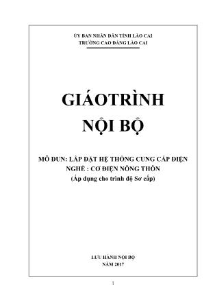 Giáo trình Cơ điện nông thôn - Lắp đặt hệ thống cung cấp điện