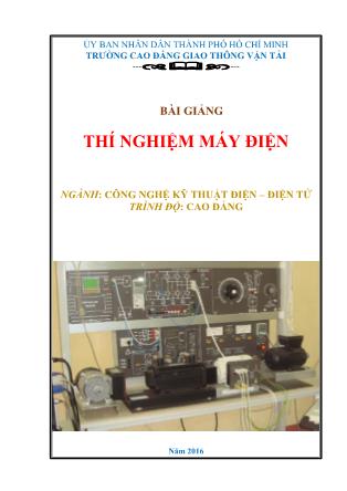 Giáo trình Công nghệ kỹ thuật điện. Điện tử - Thí nghiệm máy điện