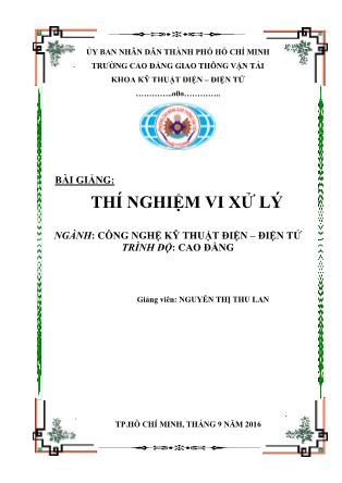 Giáo trình Công nghệ kỹ thuật điện. Điện tử - Thí nghiệm vi xử lý