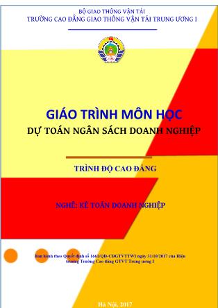 Giáo trình Kế toán doanh nghiệp - Dự toán ngân sách doanh nghiệp (Phần 1)