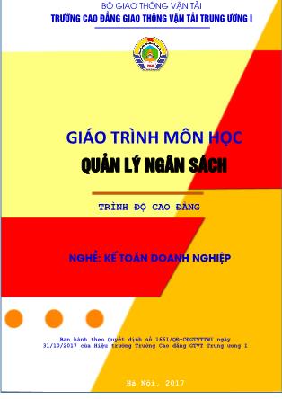 Giáo trình Kế toán doanh nghiệp - Quản lý ngân sách (Phần 1)