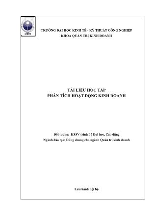 Giáo trình Phân tích hoạt động kinh doanh (Phần 1)