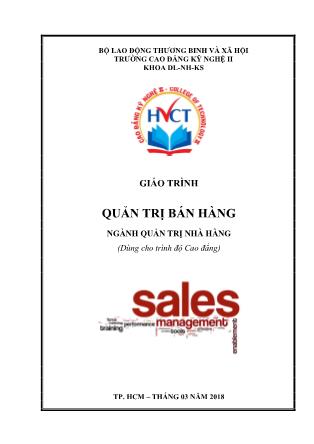 Giáo trình Quản trị bán hàng