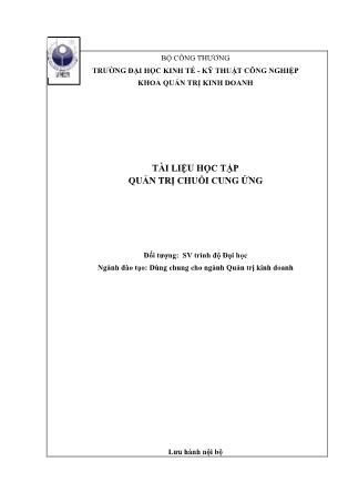 Giáo trình Quản trị chuỗi cung ứng (Phần 1)