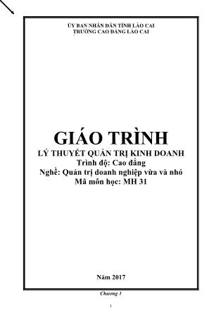 Giáo trình Quản trị doanh nghiệp vừa và nhỏ - Lý thuyết quản trị kinh doanh