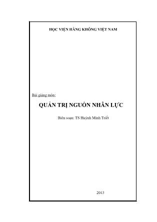 Giáo trình Quản trị nguồn nhân lực - Huỳnh Minh Triết