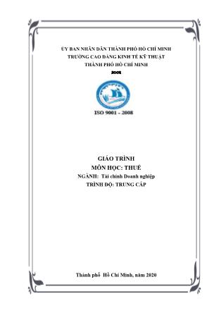 Giáo trình Tài chính doanh nghiệp - Thuế