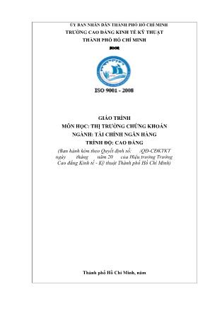 Giáo trình Tài chính ngân hàng - Thị trường chứng khoán