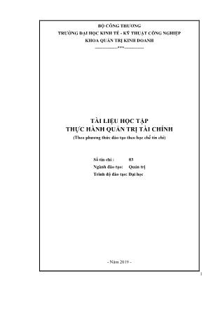 Giáo trình Thực hành quản trị tài chính