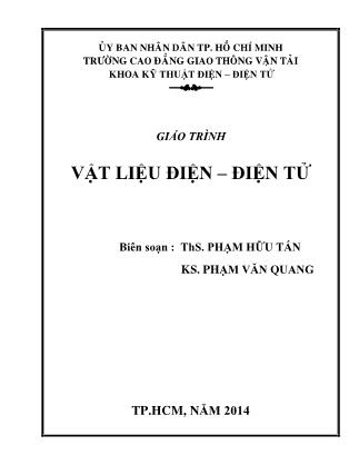 Giáo trình Vật liệu điện. Điện tử (Phần 1)