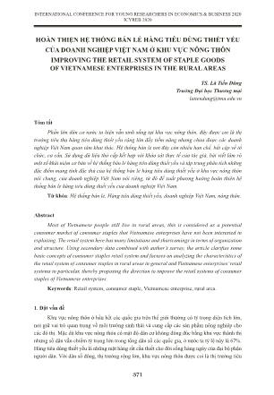 Hoàn thiện hệ thống bán lẻ hàng tiêu dùng thiết yếu của doanh nghiệp Việt Nam ở khu vực nông thôn