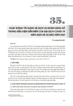 Hoạt động tín dụng và dịch vụ ngân hàng số trong điều kiện diễn biến của đại dịch Covid-19 năm 2020 và dự báo năm 2021