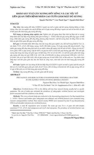 Khảo sát tỉ lệ gãy xương đốt sống và các yếu tố liên quan trên bệnh nhân cao tuổi giảm mật độ xương