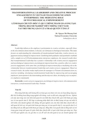 Lãnh đạo chuyển đổi và quá trình tham gia sáng tạo trong doanh nghiệp viễn thông Việt Nam: Vai trò trung gian của trao quyền tâm lý