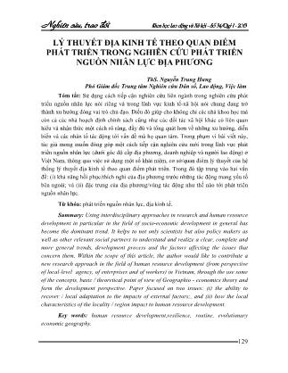 Lý thuyết địa kinh tế theo quan điểm phát triển trong nghiên cứu phát triển nguồn nhân lực địa phương