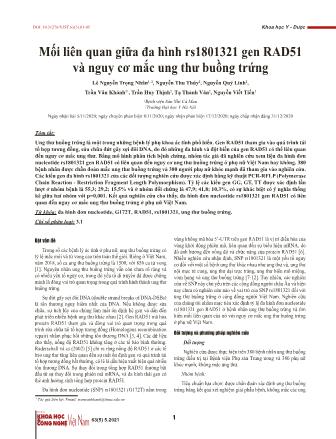 Mối liên quan giữa đa hình rs1801321 gen RAD51 và nguy cơ mắc ung thư buồng trứng